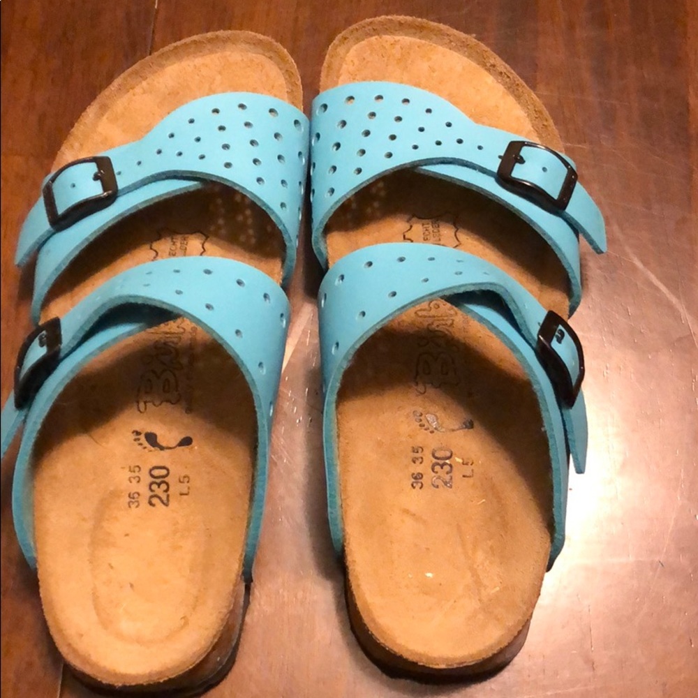 Birkis adjustable strap sandals turquoise size 36
